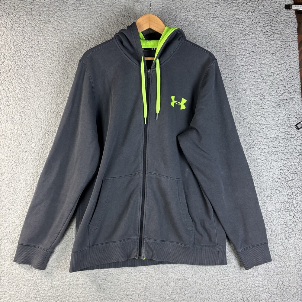 Under Armour Hoodie Rival Fleece Full Zip Jacket Mens L Loose Gray *READ STAINS*